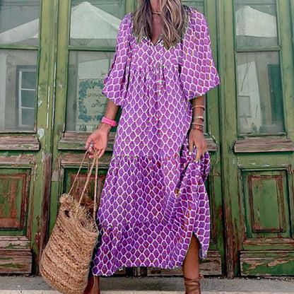 Casual Loose V-Neck Long Dress