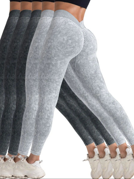 5 Pack V-Back Scrunch Butt Women Seamless High Waist Legging