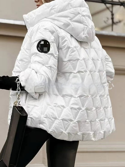 Hooded Loose-fitting Long Sleeves Patchwork Cotton Jacket