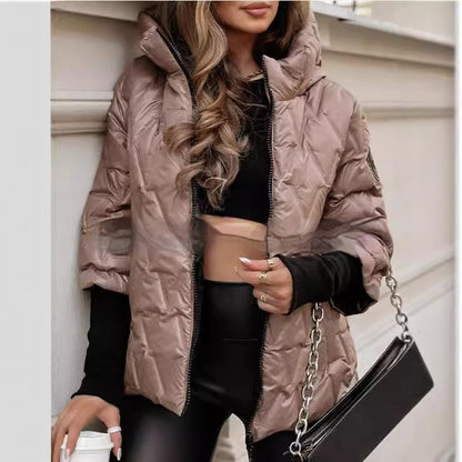 Hooded Loose-fitting Long Sleeves Patchwork Cotton Jacket