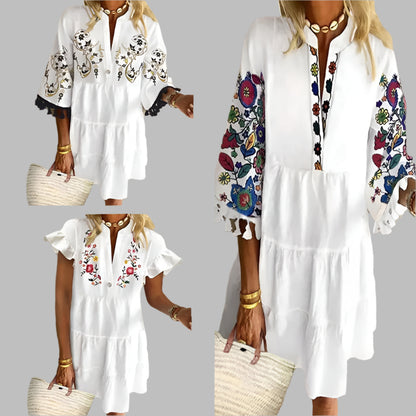 Elastic Sundress Vintage Cute Elegant Floral Women Dress