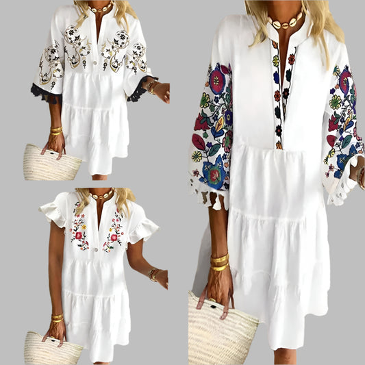 Elastic Sundress Vintage Cute Elegant Floral Women Dress