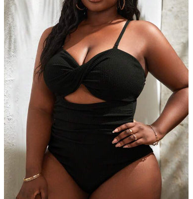 Women's Plus Size One-piece Solid Color Breathable Swimsuit