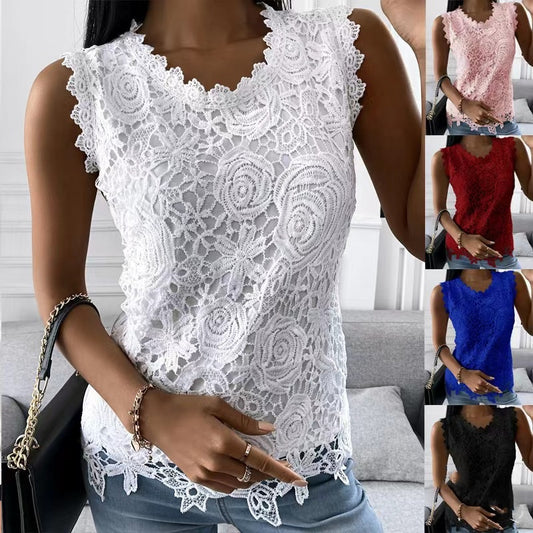 Flowers Lace Women Summer Top S-5XL
