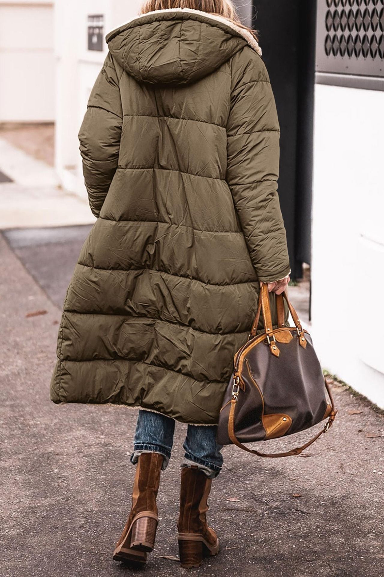 Solid Color Hooded Long Coat