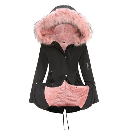 Cotton-padded Mid-length Hooded Coat