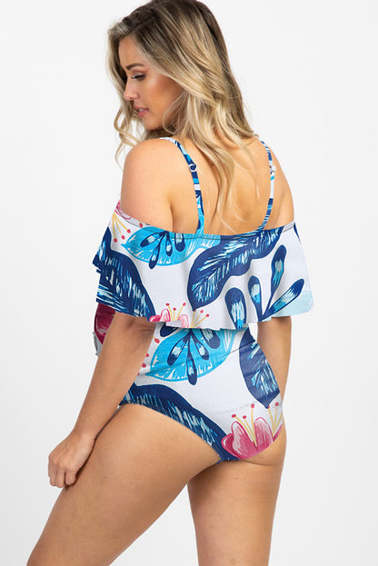 Maternity printed ruffled one-piece bikini