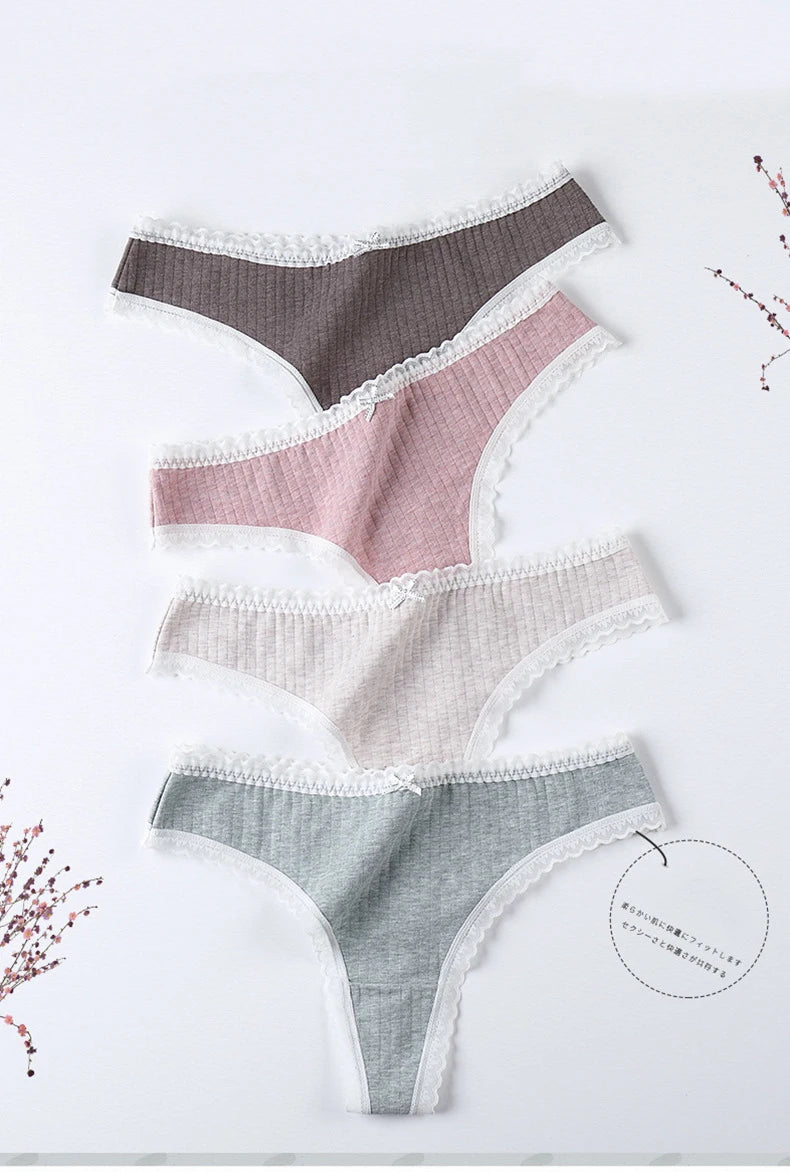 3 Pcs/Set Women Panties G-String Underwear Fashion Thong Sexy Cotton Panties