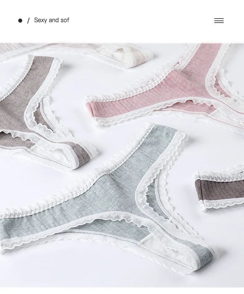 3 Pcs/Set Women Panties G-String Underwear Fashion Thong Sexy Cotton Panties