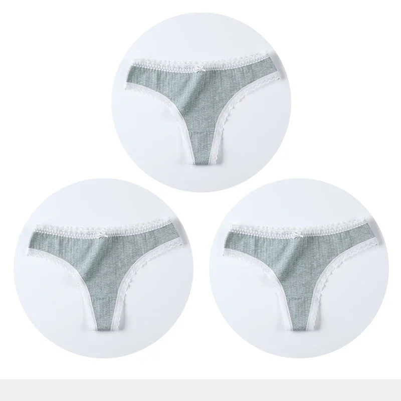 3 Pcs/Set Women Panties G-String Underwear Fashion Thong Sexy Cotton Panties