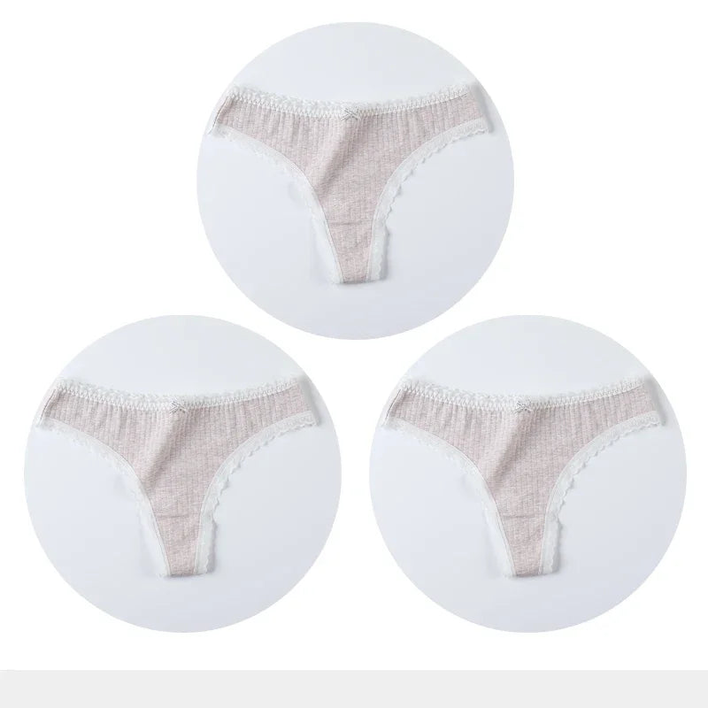 3 Pcs/Set Women Panties G-String Underwear Fashion Thong Sexy Cotton Panties