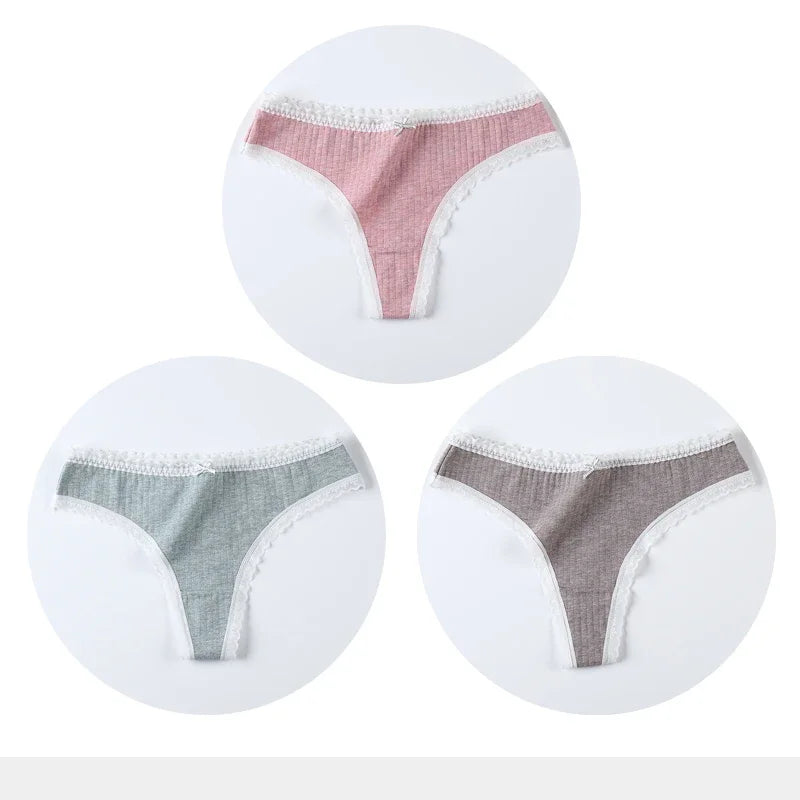 3 Pcs/Set Women Panties G-String Underwear Fashion Thong Sexy Cotton Panties