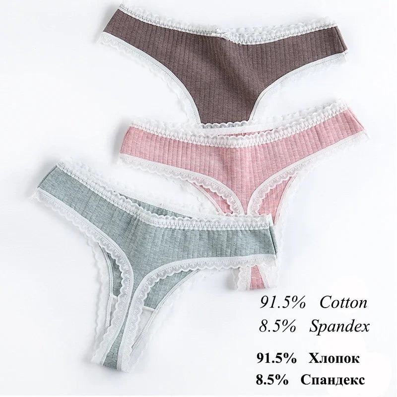 3 Pcs/Set Women Panties G-String Underwear Fashion Thong Sexy Cotton Panties