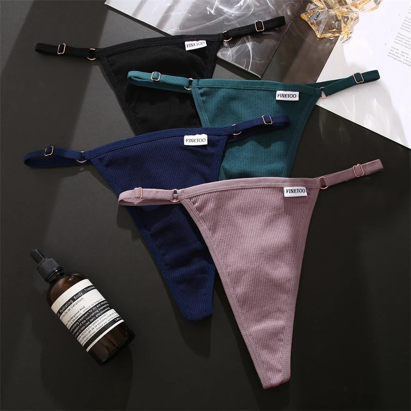 3PCS/Set Seamless Cotton Thong Adjustable Low Waist Women Thongs