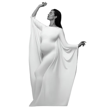 Women Pregnancy Photoshoot Maxi Batwing Sleeve Bodycon Long Maternity Dress