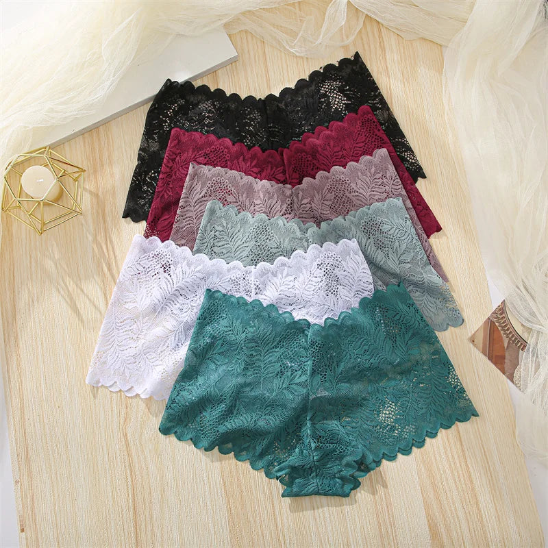 3Pcs/set Lace Boyshort Panties Women Low-Rise Floral Underwear S-XL