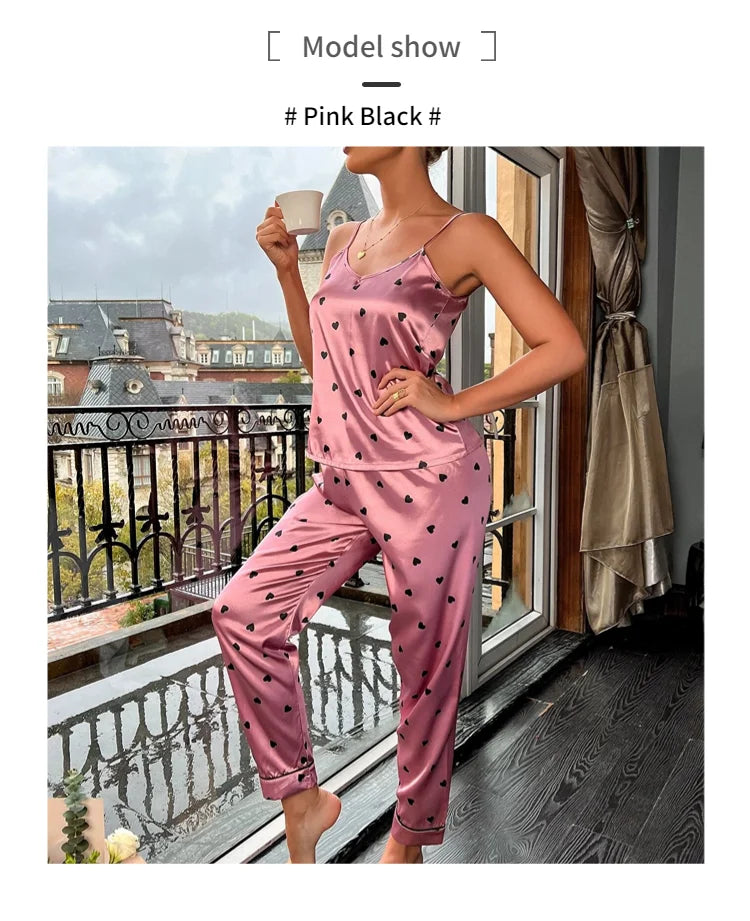 Women Satin Silk Pajamas Sets