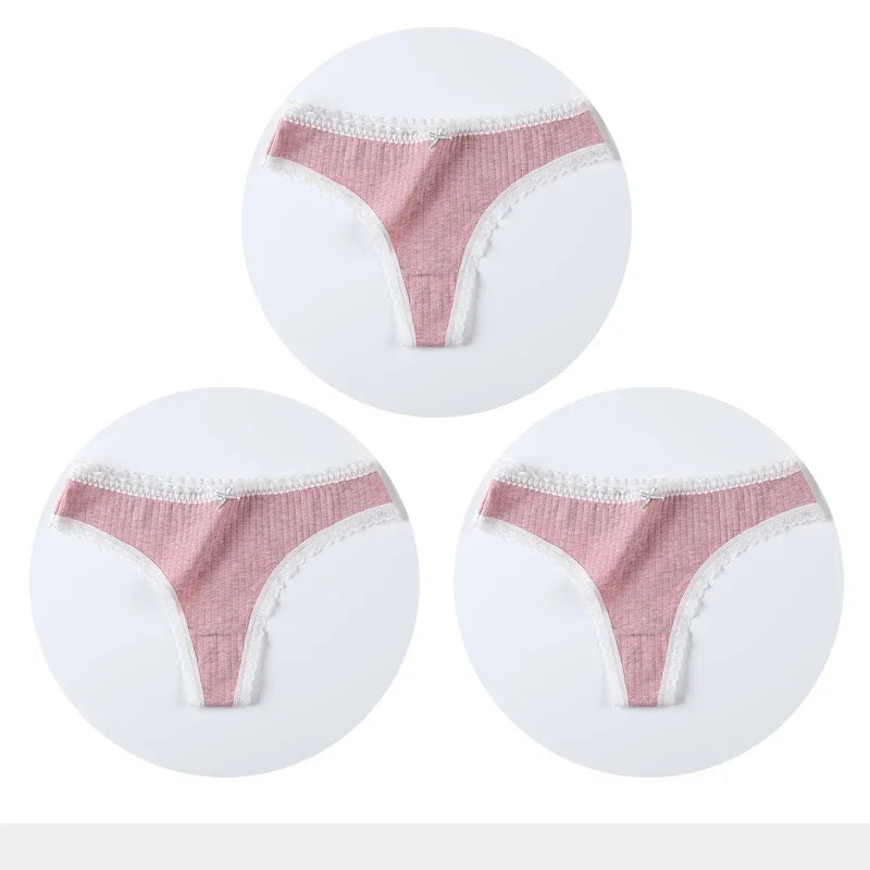 3 Pcs/Set Women Panties G-String Underwear Fashion Thong Sexy Cotton Panties