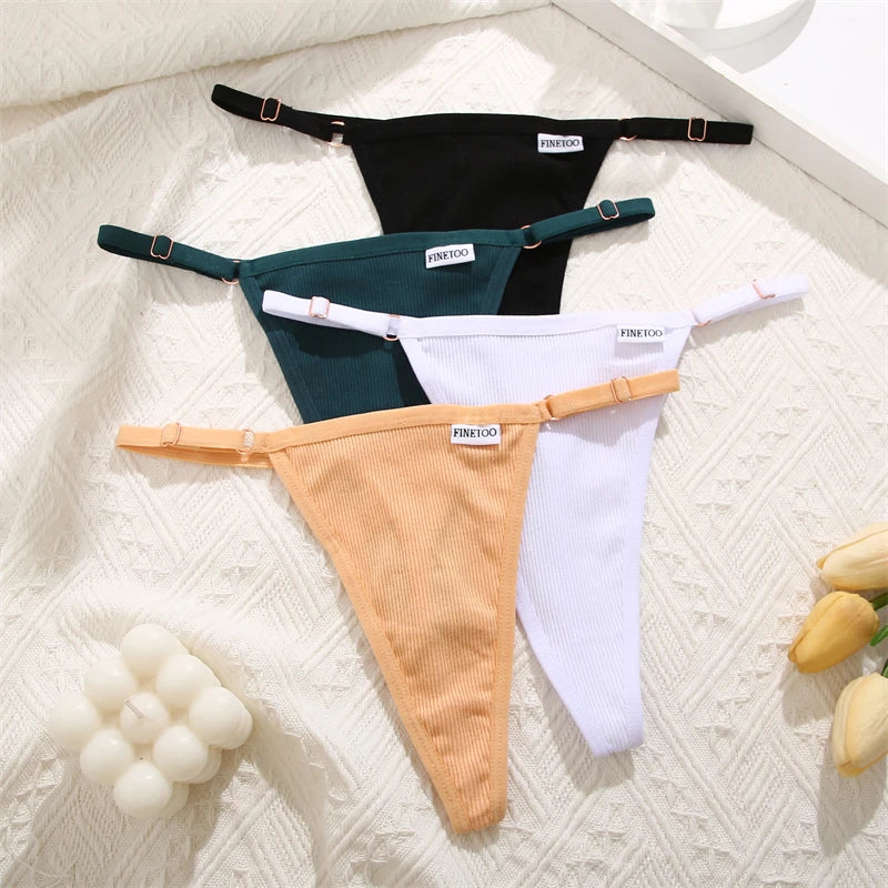 3PCS/Set Seamless Cotton Thong Adjustable Low Waist Women Thongs