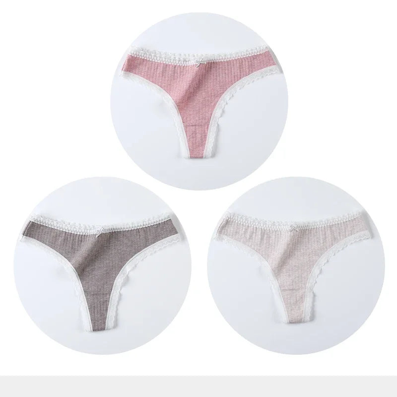 3 Pcs/Set Women Panties G-String Underwear Fashion Thong Sexy Cotton Panties