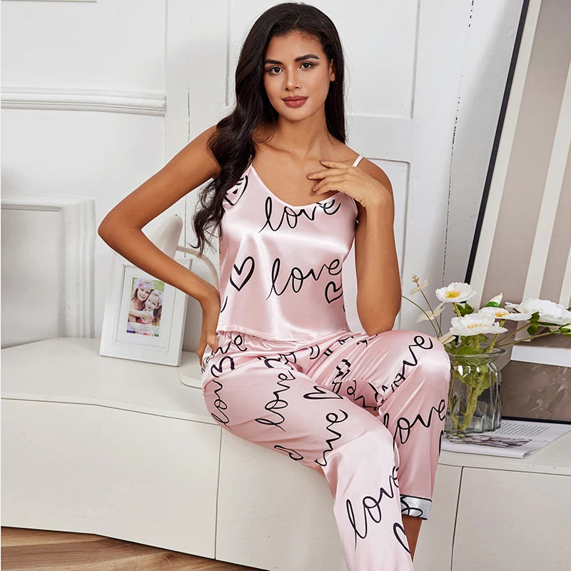 Women Satin Silk Pajamas Sets