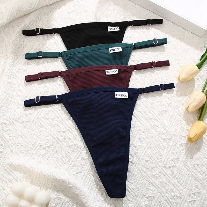 3PCS/Set Seamless Cotton Thong Adjustable Low Waist Women Thongs