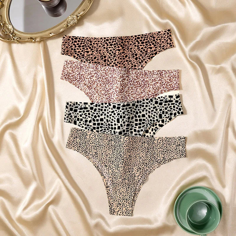 3PCS/Set Women's Panties Fashion Low Rise Leopard Bikini Sexy Seamless Underwear