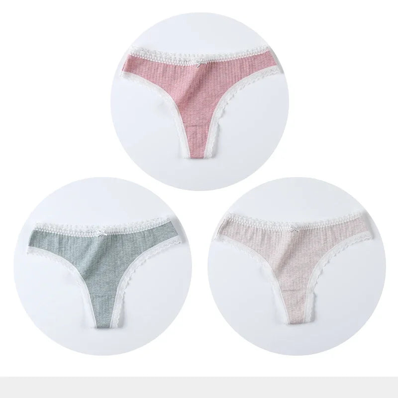 3 Pcs/Set Women Panties G-String Underwear Fashion Thong Sexy Cotton Panties