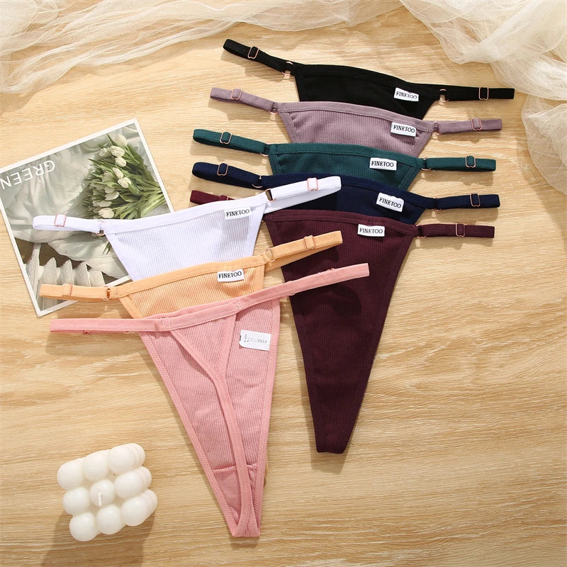 3PCS/Set Seamless Cotton Thong Adjustable Low Waist Women Thongs