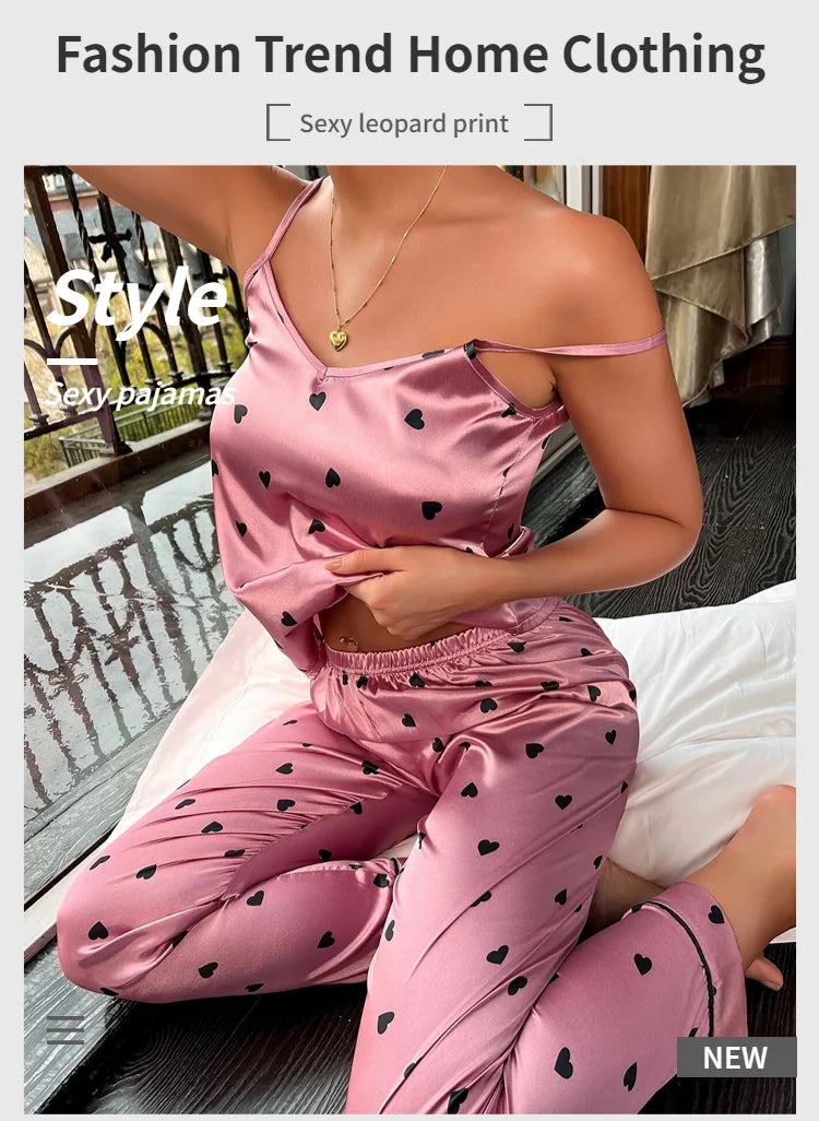 Women Satin Silk Pajamas Sets