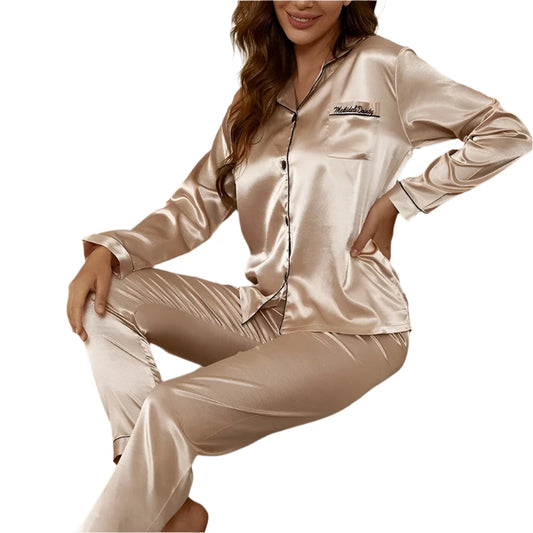 Women's Satin Casual Pajama Autumn Long Sleeve