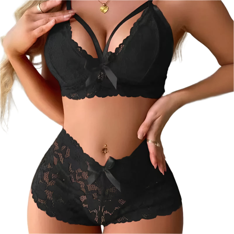 Women Sexy Lace Underwear Two Pieces Bra and Panty Set