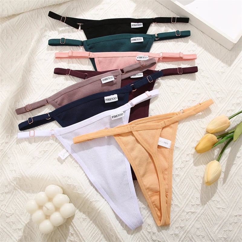 3PCS/Set Seamless Cotton Thong Adjustable Low Waist Women Thongs