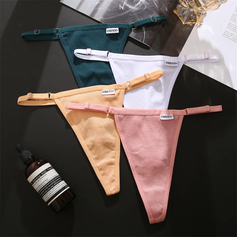 3PCS/Set Seamless Cotton Thong Adjustable Low Waist Women Thongs