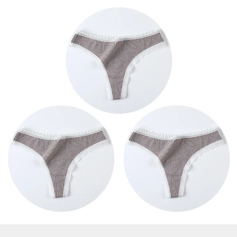 3 Pcs/Set Women Panties G-String Underwear Fashion Thong Sexy Cotton Panties