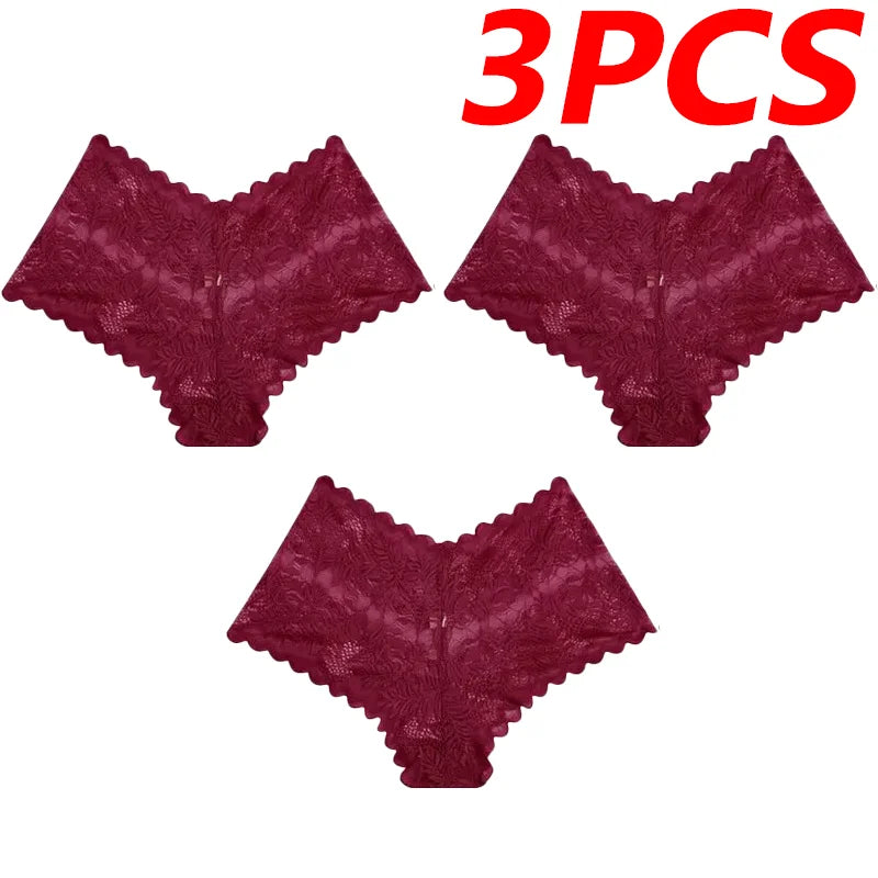 3Pcs Sexy Mesh Lingerie Panties Pure Color