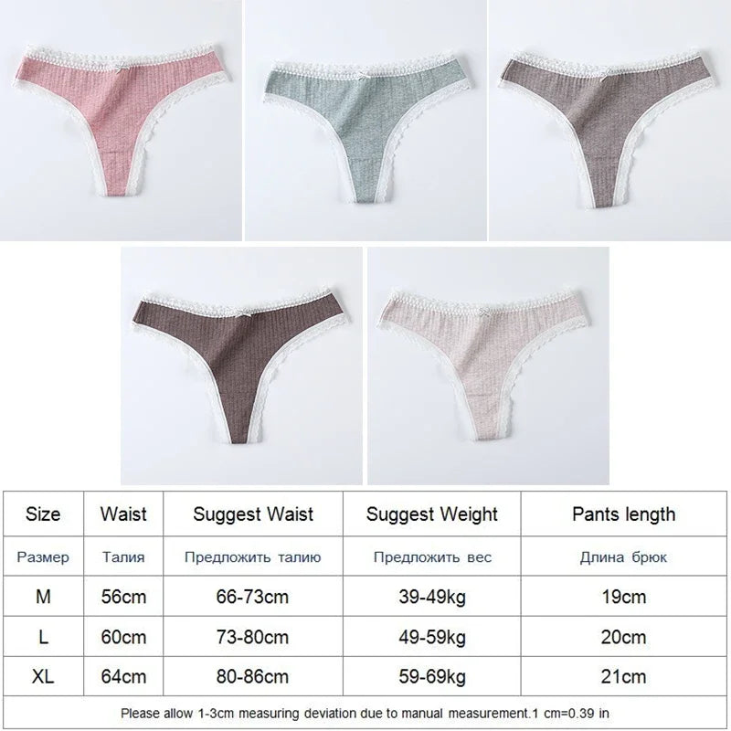 3 Pcs/Set Women Panties G-String Underwear Fashion Thong Sexy Cotton Panties