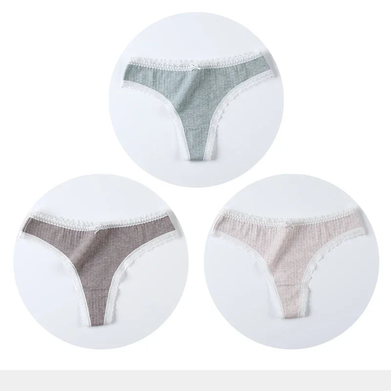 3 Pcs/Set Women Panties G-String Underwear Fashion Thong Sexy Cotton Panties