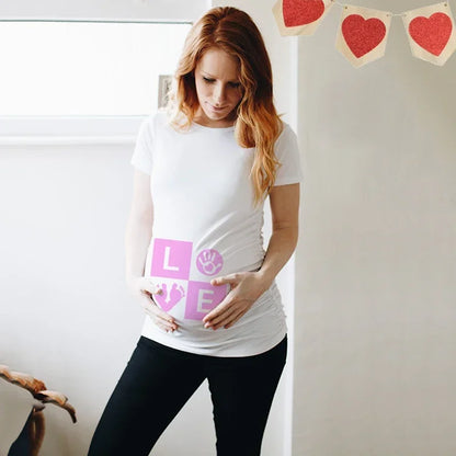 Little Valentine Cute Baby Heart Pregnant Shirts Valentine's Day Pregnancy Announcement