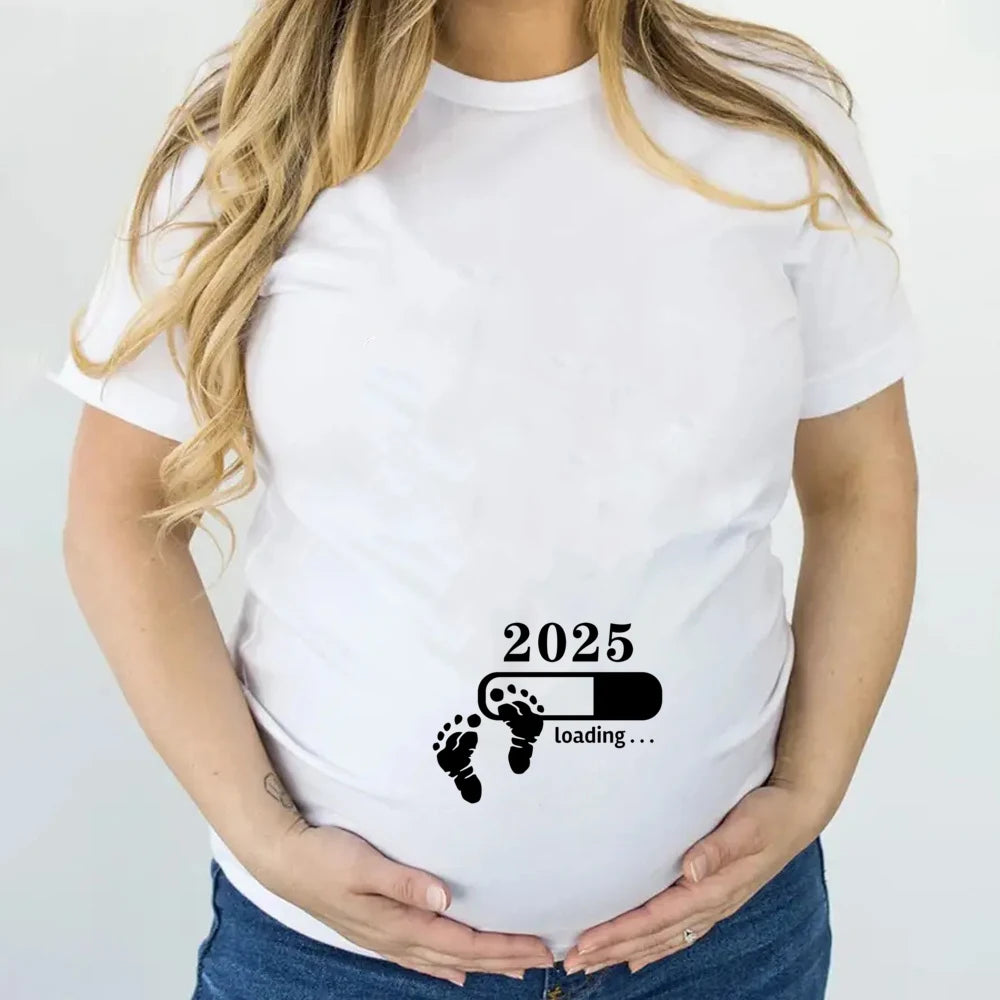 2025 Loading Print Funny Maternity  T-shirt