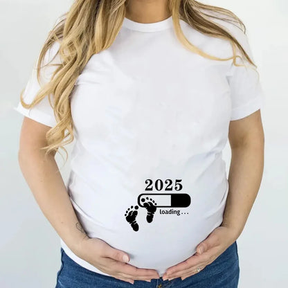 2025 Loading Print Funny Maternity  T-shirt