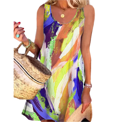 Graffiti Print Sleeveless Dress Women