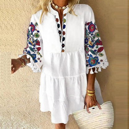 Elastic Sundress Vintage Cute Elegant Floral Women Dress