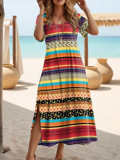 Women's Elegant Slit Round Neck Dress