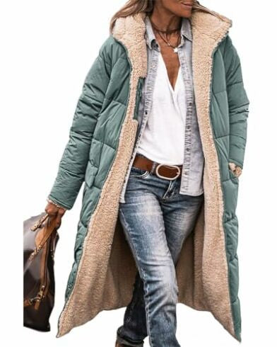 Solid Color Hooded Long Coat