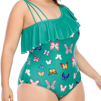 Plus Size Women's Fashion Printed One-piece Swimsuit