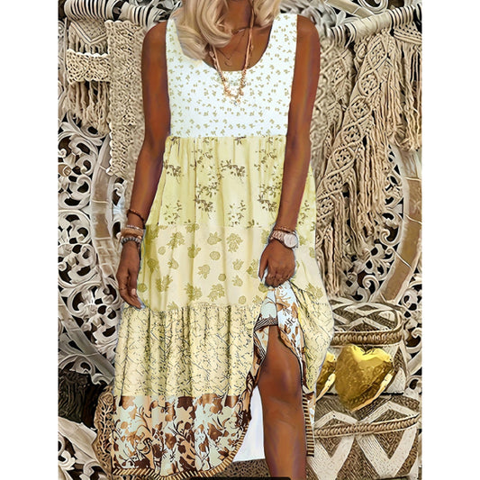 Women Plus Size Floral Sleeveless Dress