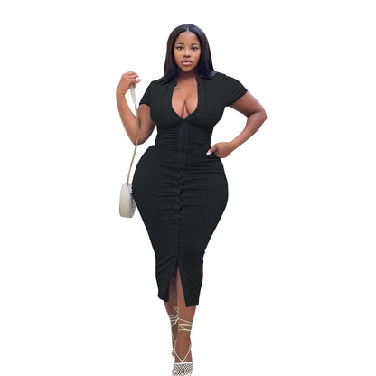 Plus Size Women's Solid Color Dress