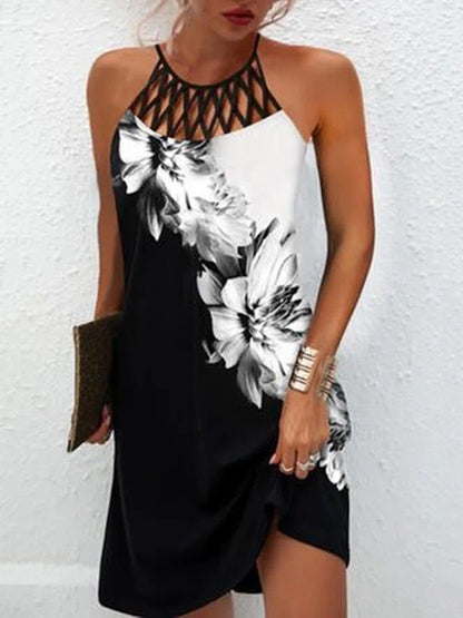 Print Dress Casual Halter neck Dress