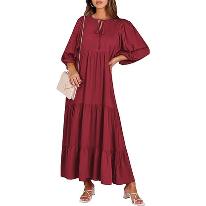 Casual Loose V-Neck Long Dress